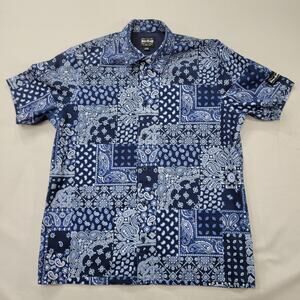 Doggs Supply Snoop Dogg Men’s Large Blue Bandana Patchwork Short Sleeve Shirt